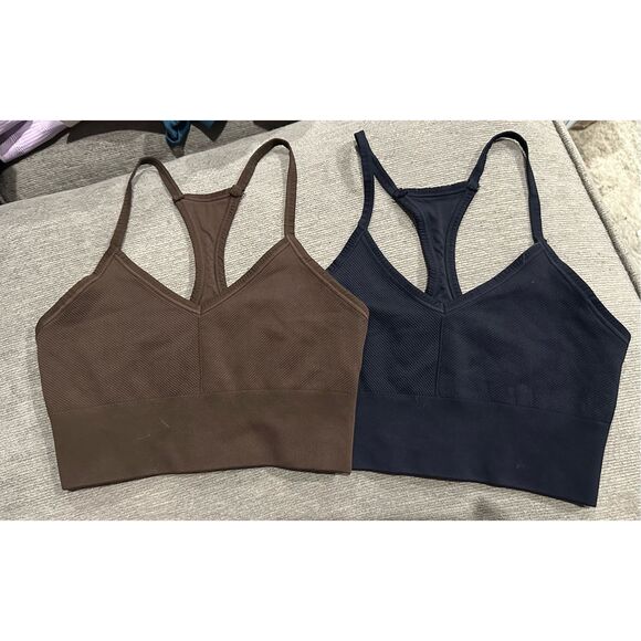 Lot of 2 NUX NeW sports bras - size Small - navy, brown - Picture 10 of 11